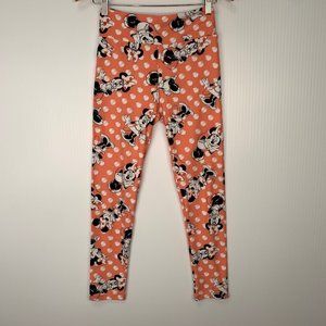 LuLaRoe Legging Women 25 Minnie Mouse Wink Polka Dot 25x26 Peach Run Gym Core Ex